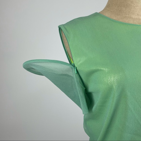 Vintage Vivienne Tam Neon Top Short Sleeve Green Metallic Mesh - Picture 4 of 8